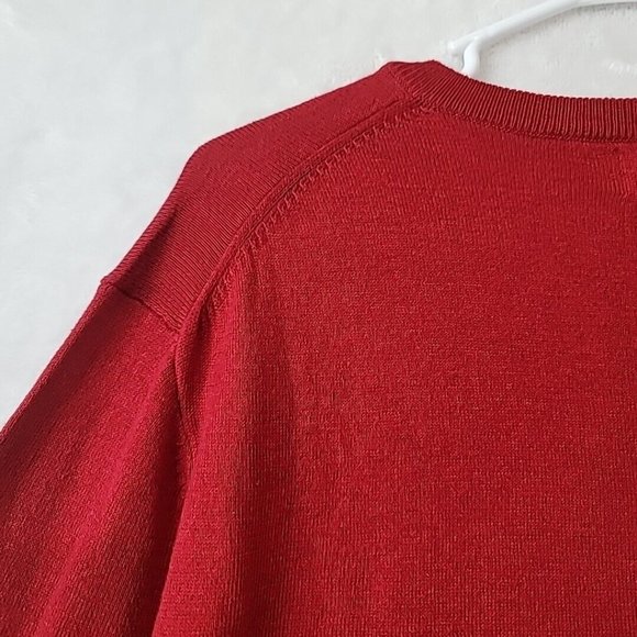 Old Navy Sweater Mens Medium Burgundy Red Cotton V Neck Pullover Lightweight - Picture 6 of 10